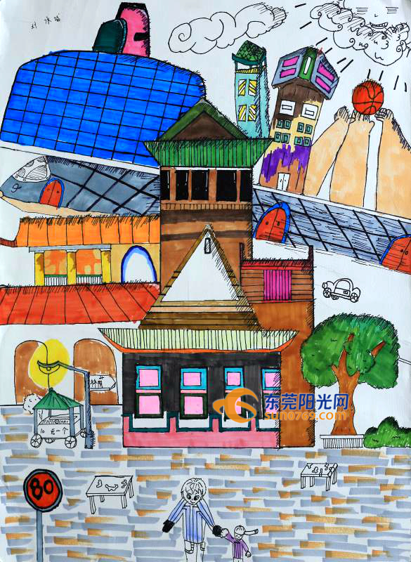 青少年画笔描绘东莞 带你尽览今夕美景