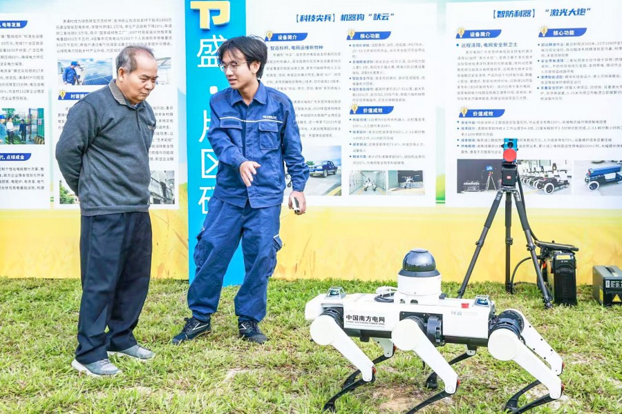 在“丰收节”活动现场，东莞供电局工作人员向市民讲解电力助力乡村振兴，保障农业生产及民生用电的举措。（黄嘉琪 摄）.jpg