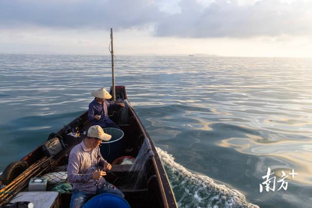6月23日，清晨，渔民在练江出海口钓鱼。